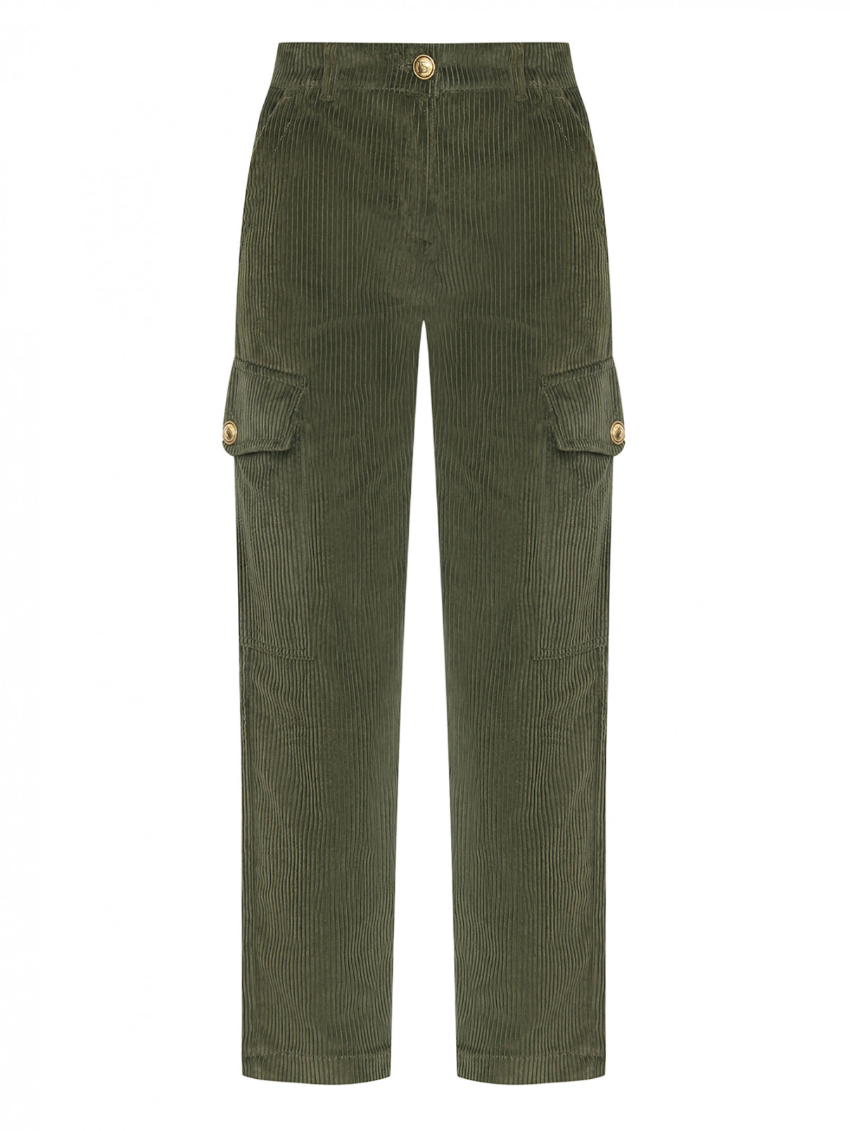 Хлопковые брюки с карманами и поясом сзади Luisa Spagnoli  –  Общий вид  – Цвет:  Зеленый