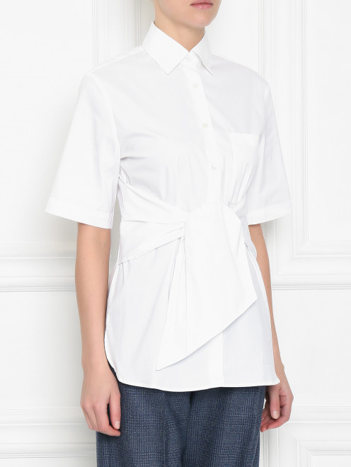 Блуза из хлопка с поясом - МодельВерхНиз