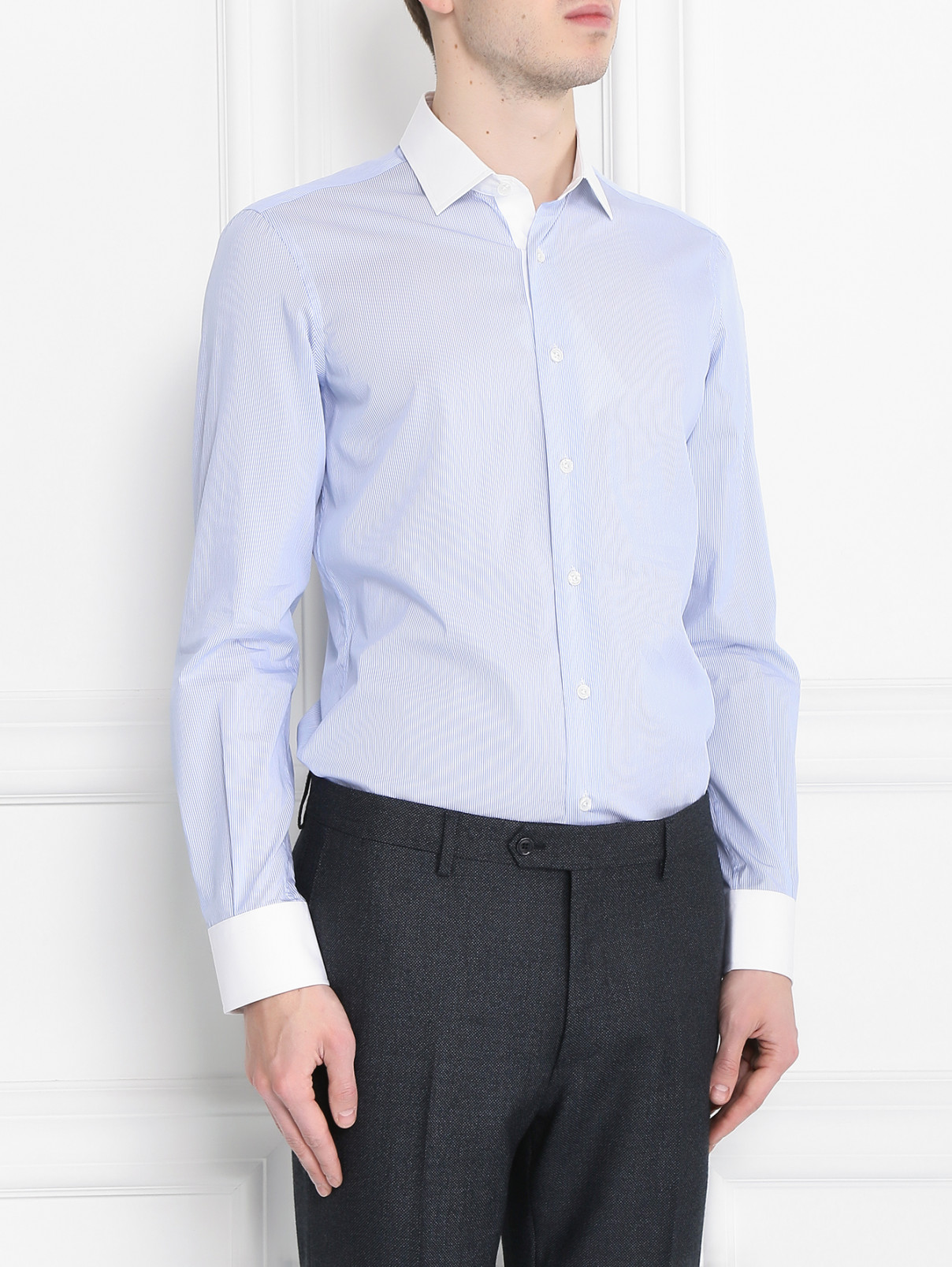 Рубашка из хлопка с узором "полоска" Andrew Duck  –  МодельВерхНиз  – Цвет:  Синий