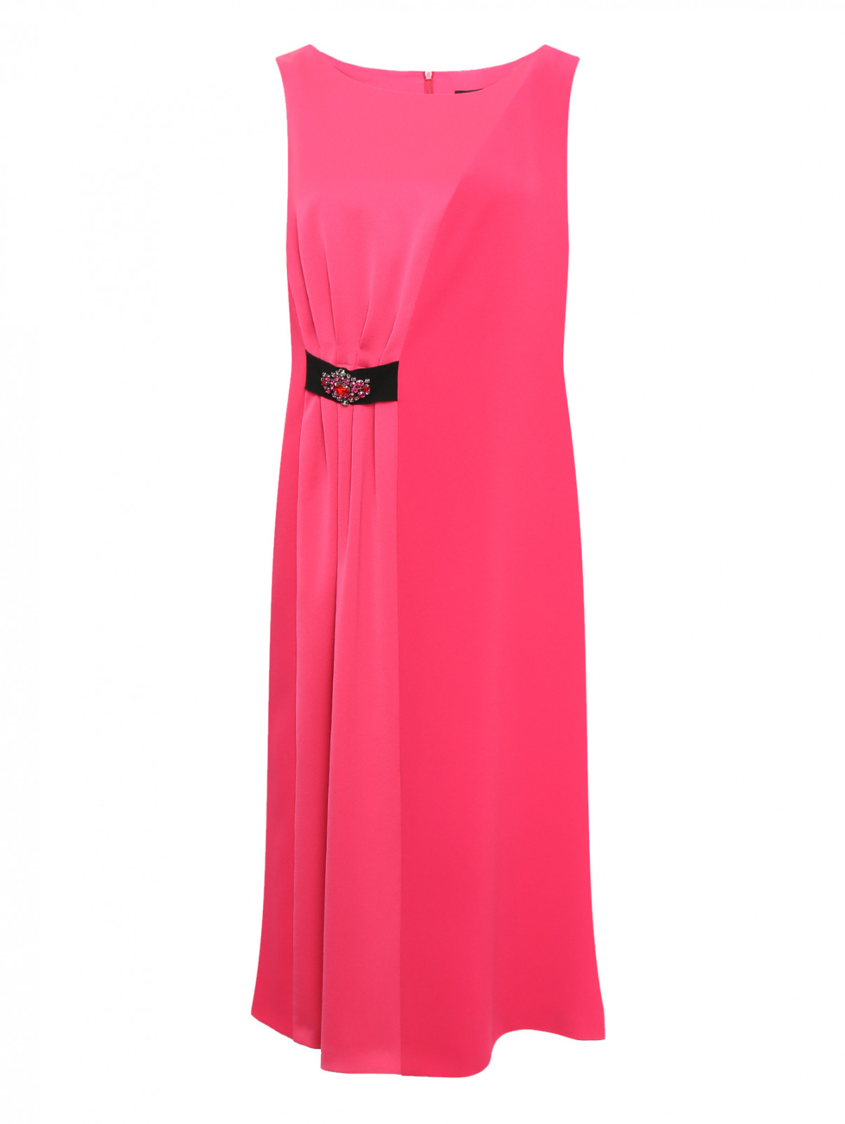 Платье без рукавов декорированное камнями Marina Rinaldi  –  Общий вид  – Цвет:  Розовый