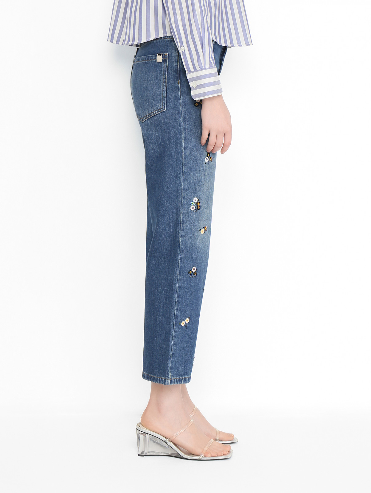 Джинсы из хлопка с декором Weekend Max Mara  –  МодельВерхНиз1  – Цвет:  Синий