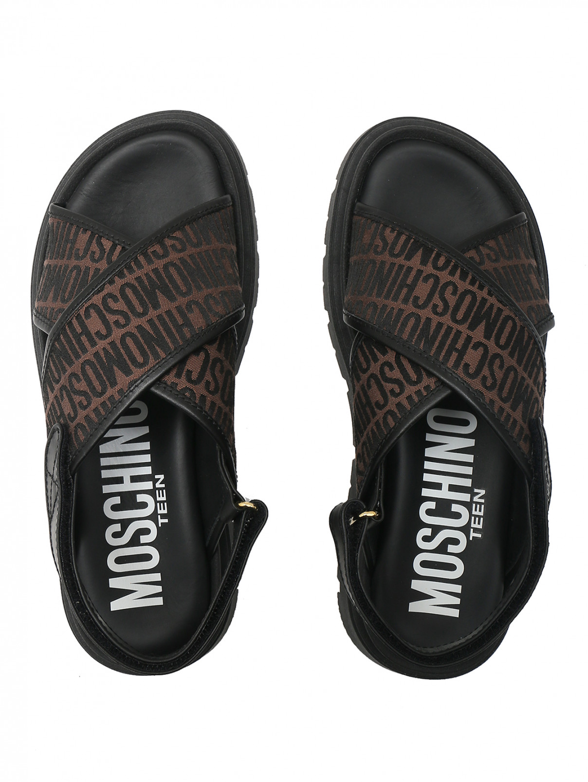 Сандалии из текстиля с логотипом Moschino  –  Обтравка4  – Цвет:  Черный