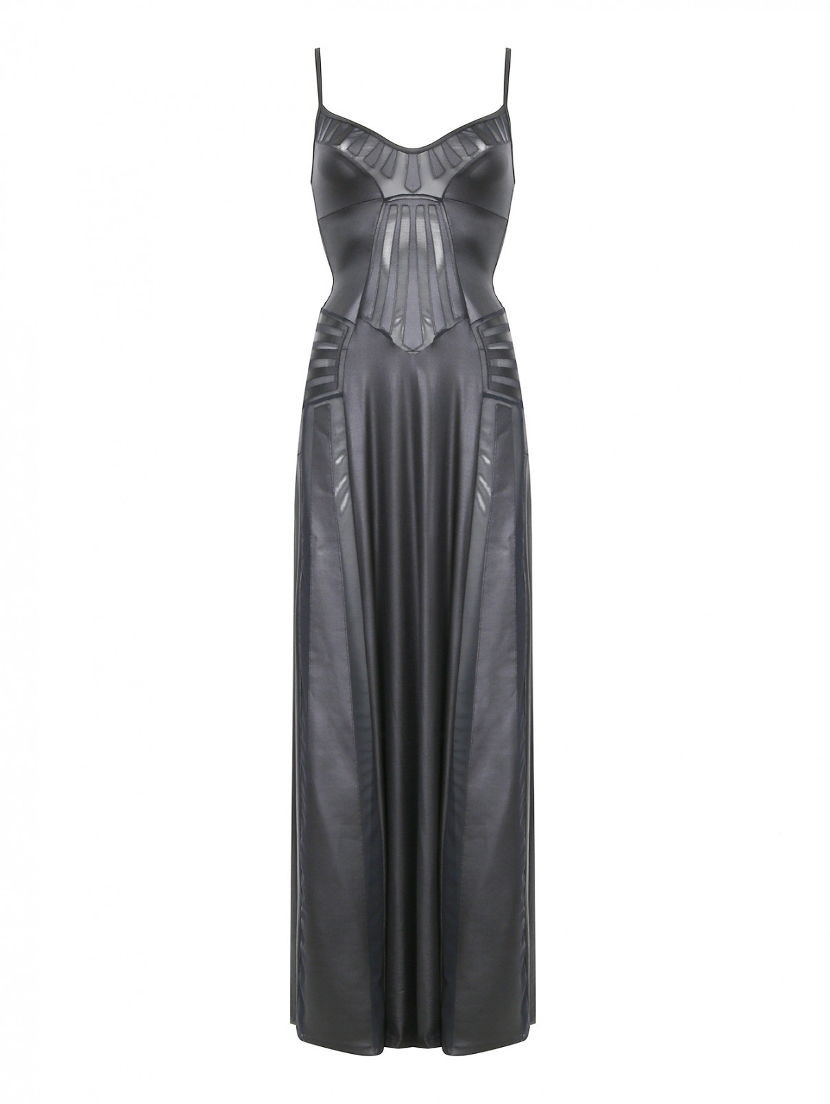 Платье-макси с полупрозрачными вставками La Perla  –  Общий вид  – Цвет:  Черный