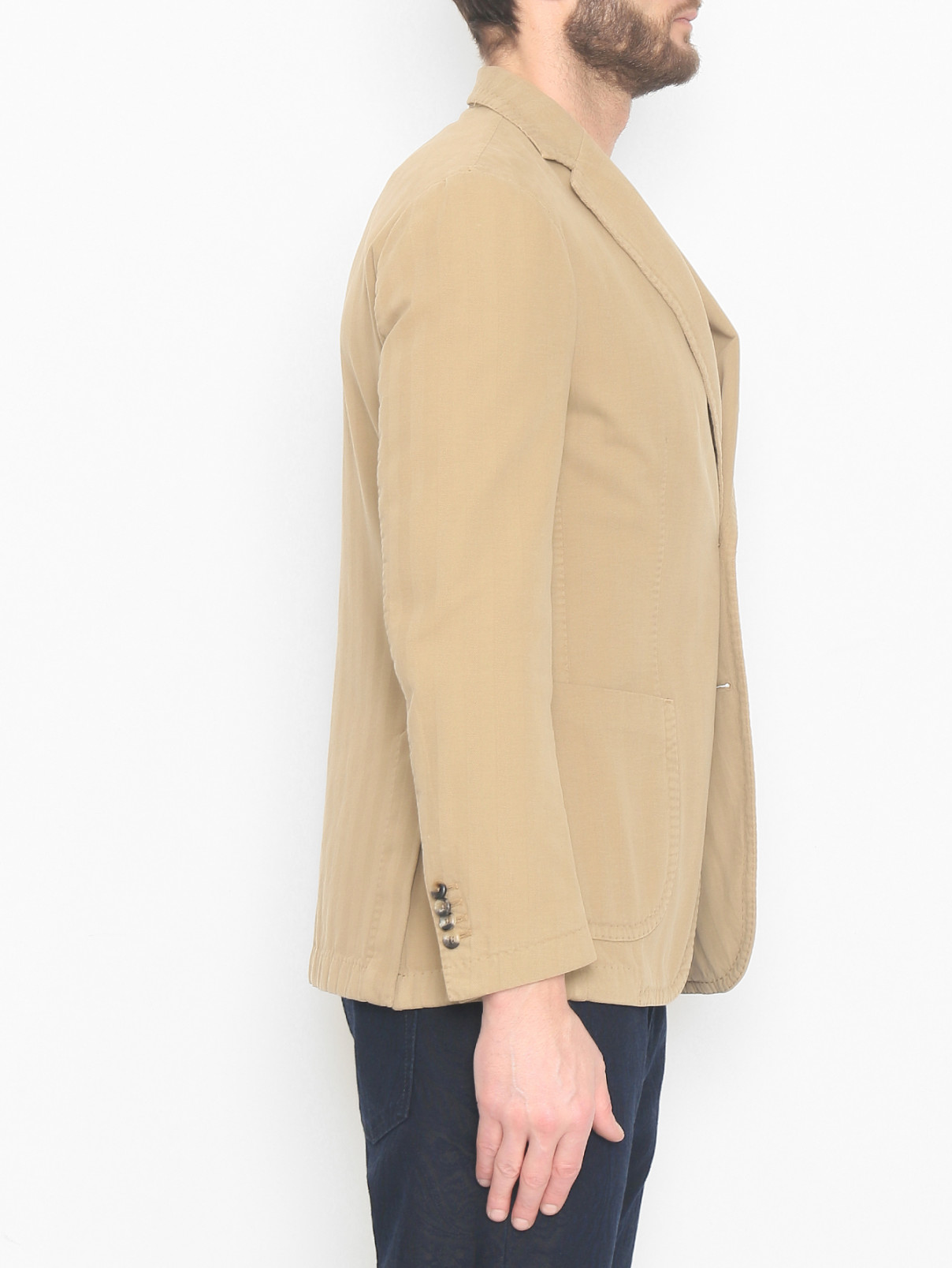 Пиджак из хлопка и кашемира с карманами Giampaolo  –  МодельВерхНиз1  – Цвет:  Бежевый