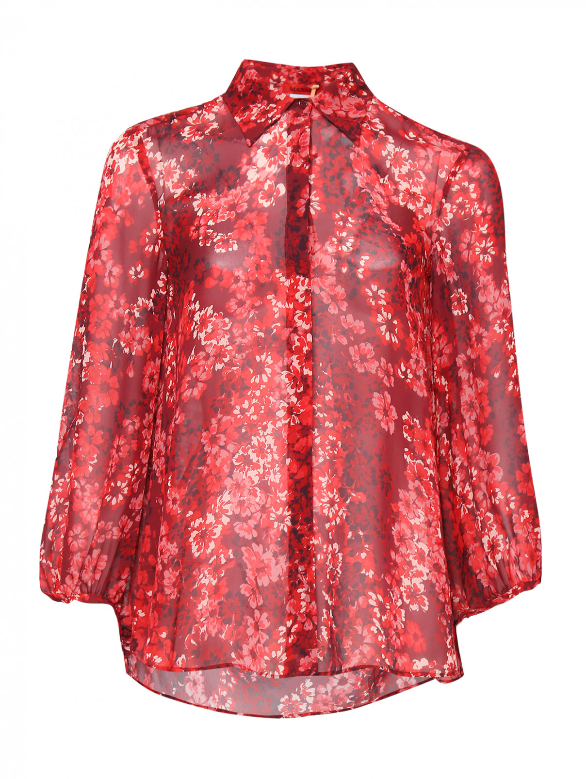 Блуза свободного кроя с узором Max&Co  –  Общий вид  – Цвет:  Красный