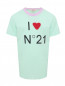 Хлопковая футболка с принтом и аппликацией N21  –  Общий вид