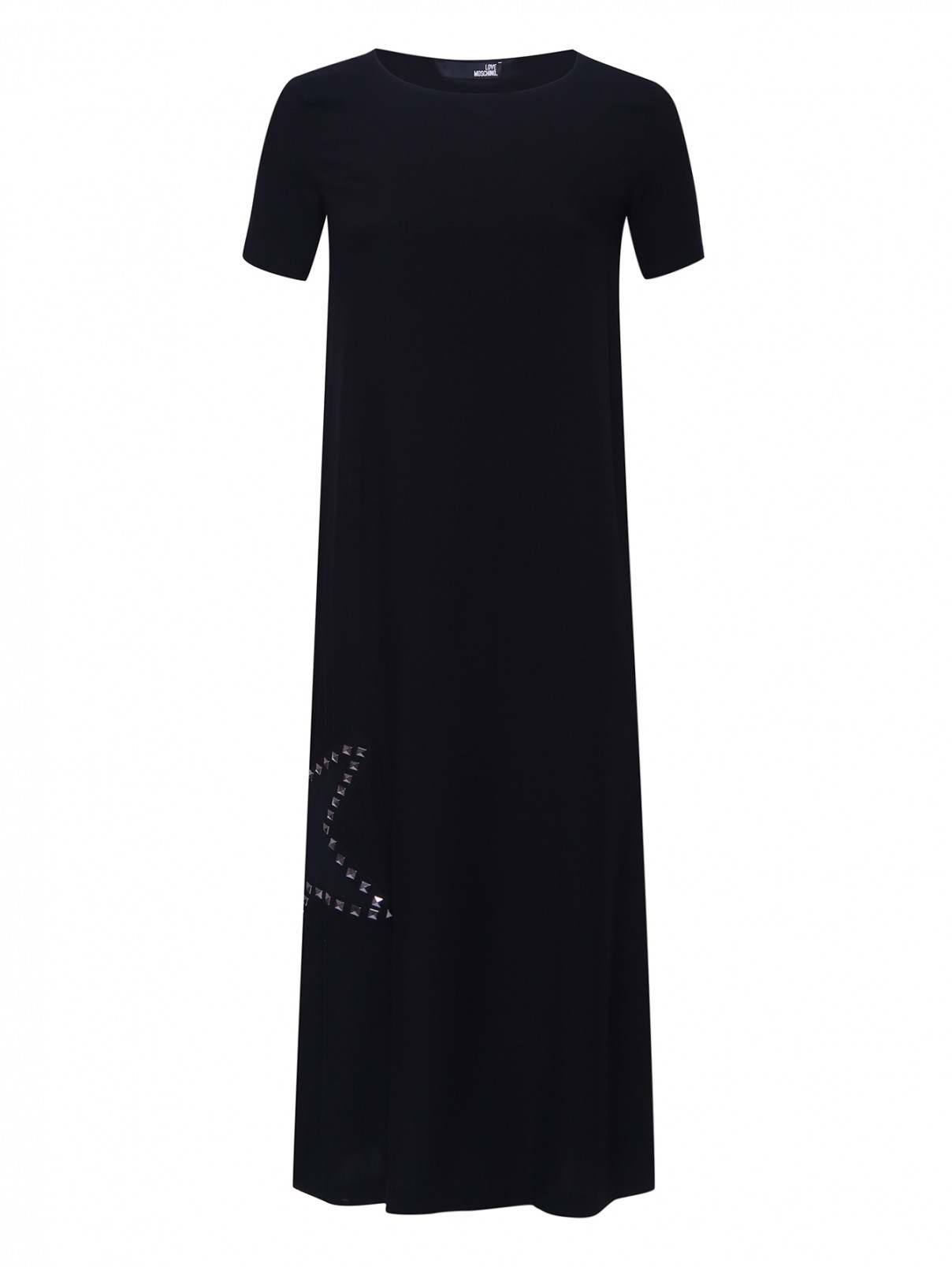 Платье-макси из вискозы с декором Love Moschino  –  Общий вид  – Цвет:  Черный