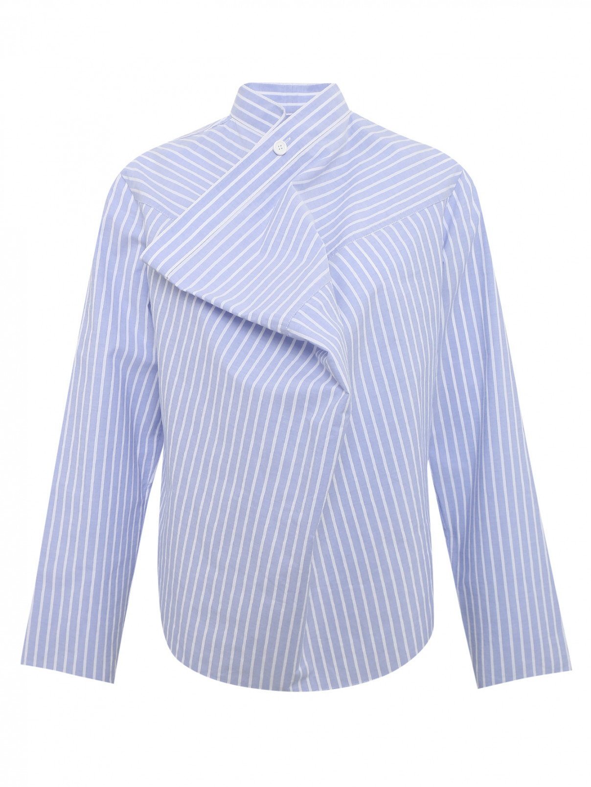 Блуза из хлопка в полоску с фантазийным воротником MM6  –  Общий вид  – Цвет:  Синий
