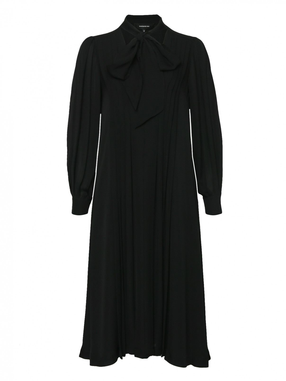 Платье-миди из шелка с бантом Barbara Bui  –  Общий вид  – Цвет:  Черный
