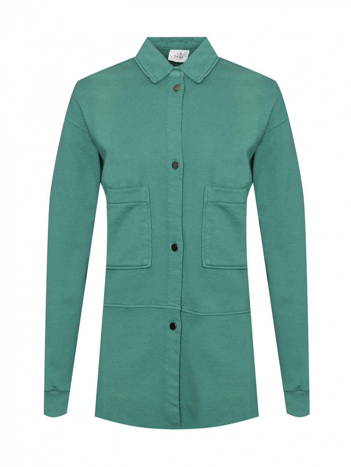 Трикотажная рубашка с карманами DEHA  –  Общий вид  – Цвет:  Зеленый