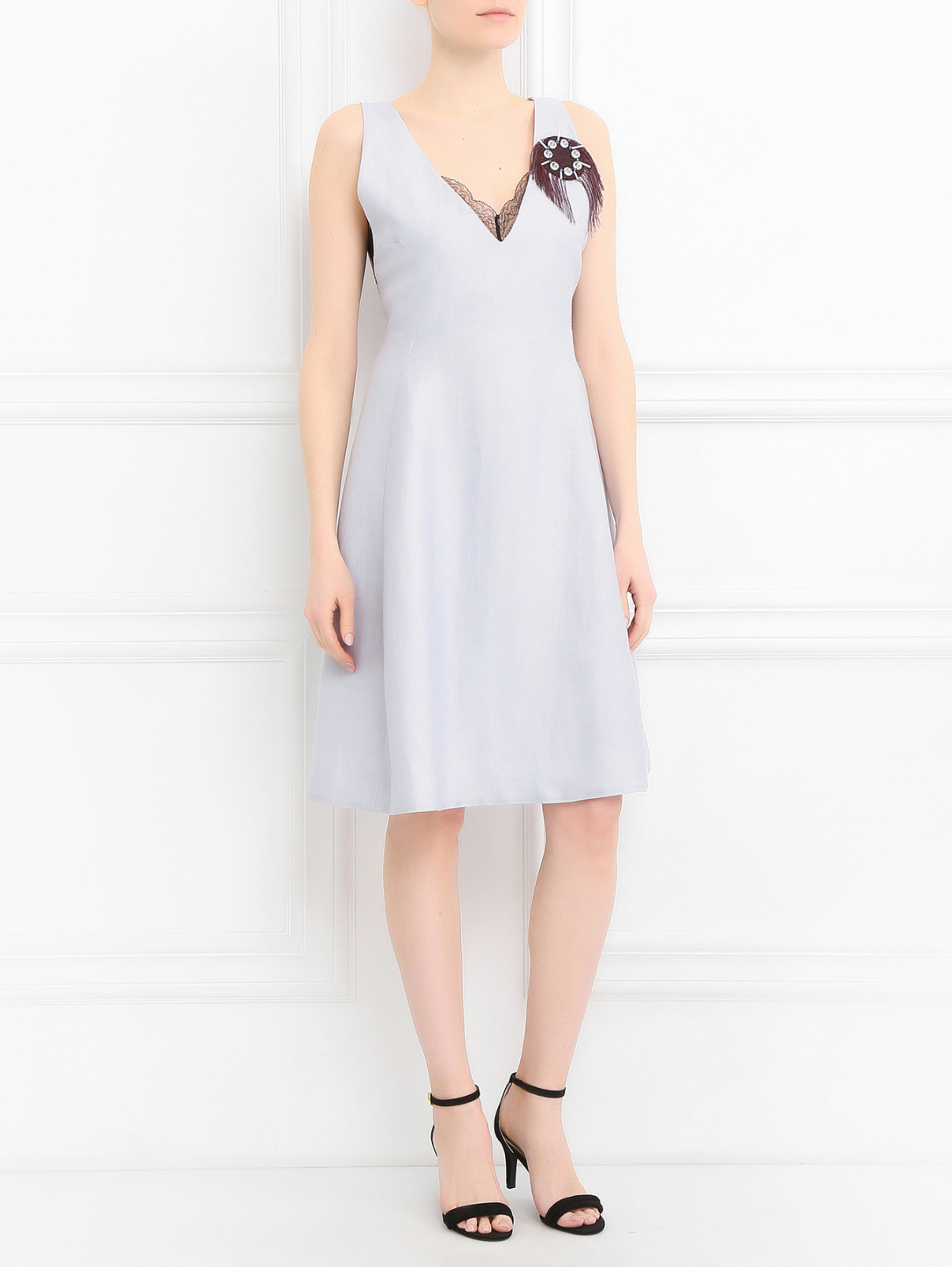 Платье без рукавов с брошью Dorothee Schumacher  –  Модель Общий вид  – Цвет:  Синий