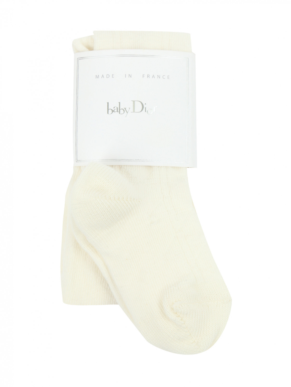 Колготки из хлопка с рельефной текстурой Baby Dior  –  Общий вид  – Цвет:  Белый