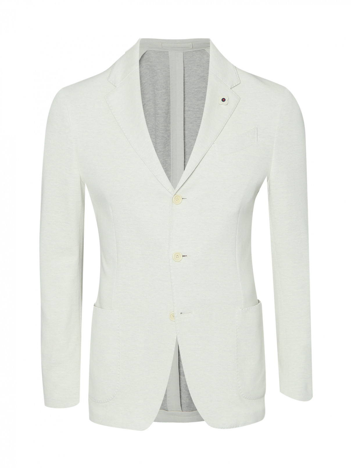 Трикотажный пиджак с карманами LARDINI  –  Общий вид  – Цвет:  Серый