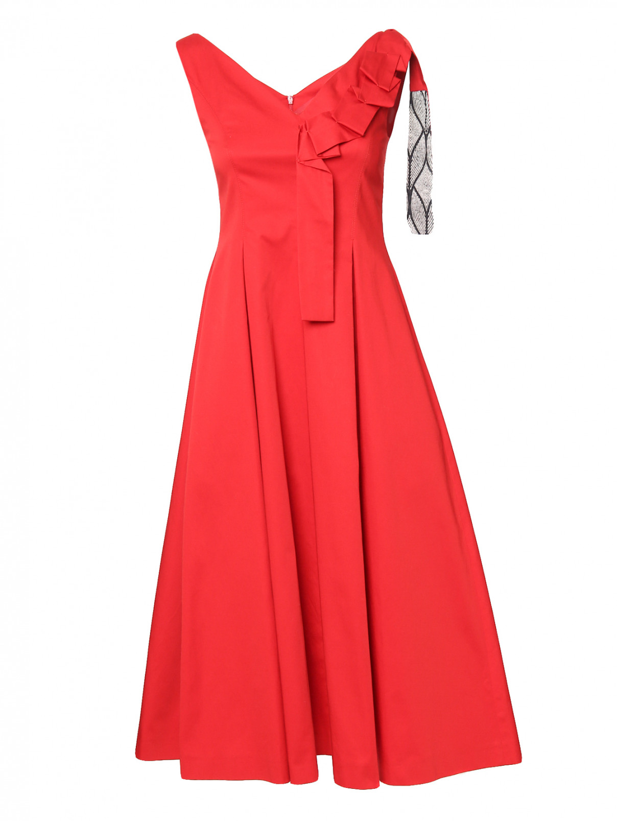 Платье-миди из хлопка без рукавов Max Mara  –  Общий вид  – Цвет:  Красный