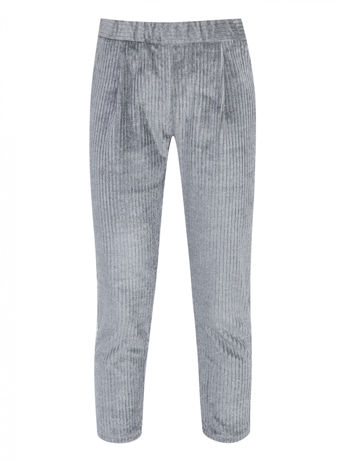 Вельветовые брюки с люрексом на резинке Il Gufo  –  Общий вид  – Цвет:  Серый