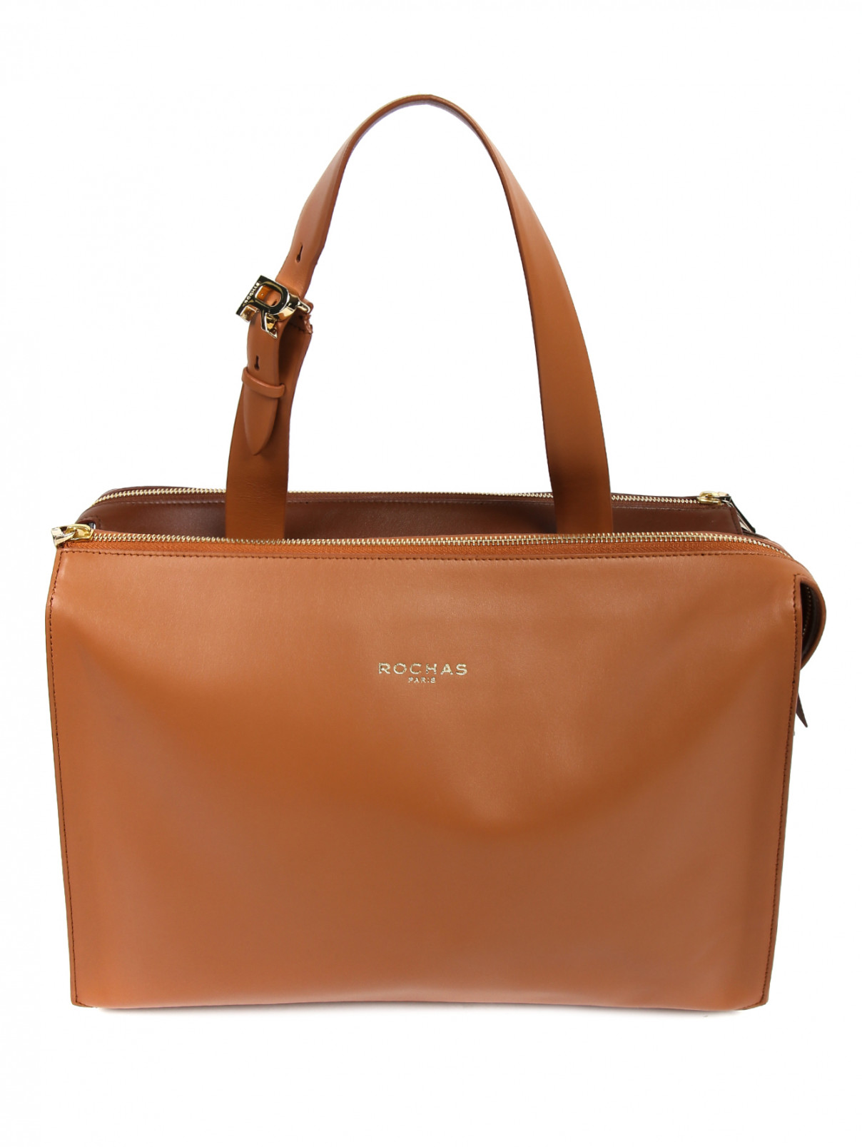 Объемная сумка из гладкой кожи Rochas  –  Общий вид  – Цвет:  Коричневый