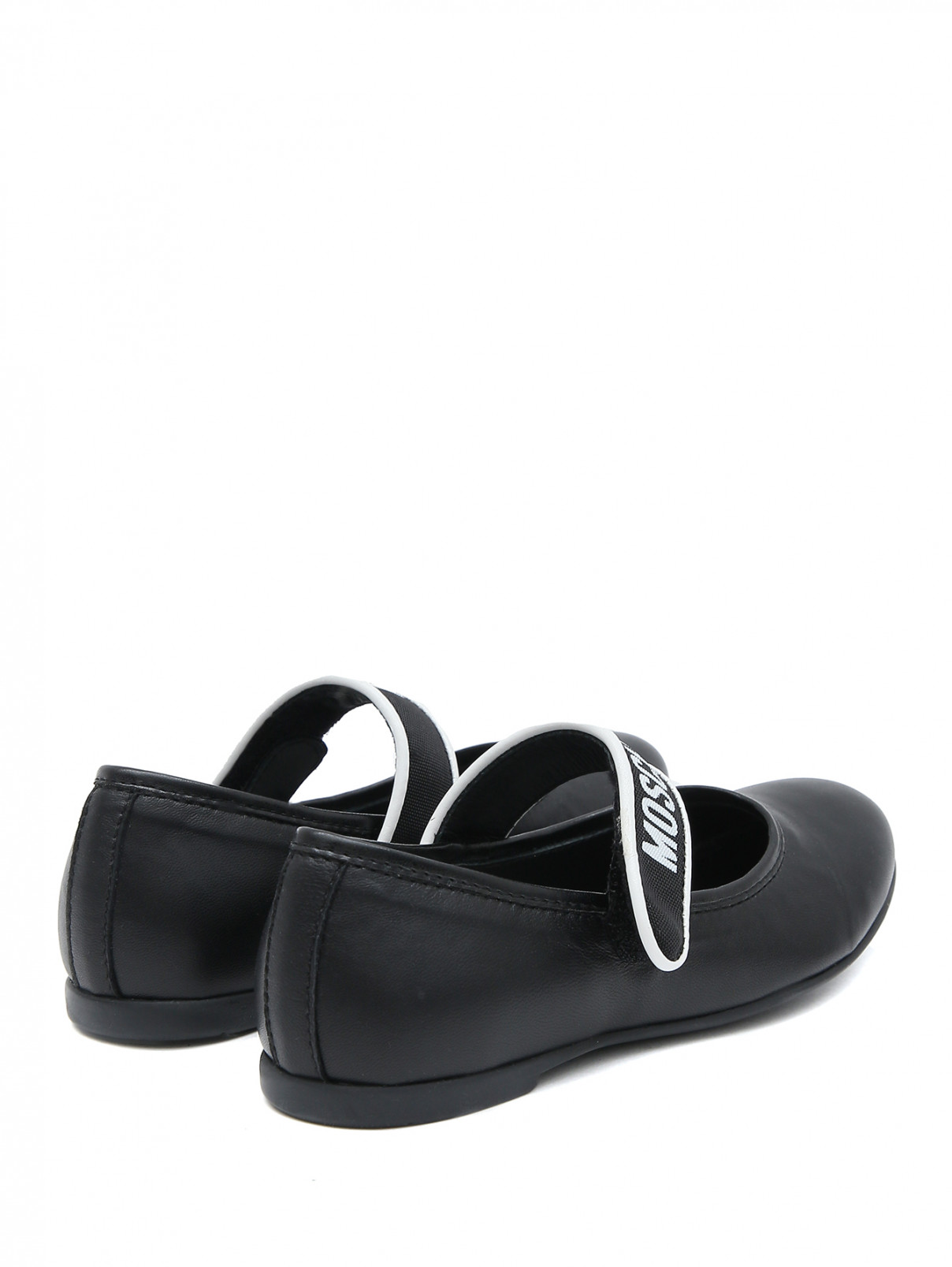 Кожаные туфли на липучке Moschino  –  Обтравка2  – Цвет:  Черный
