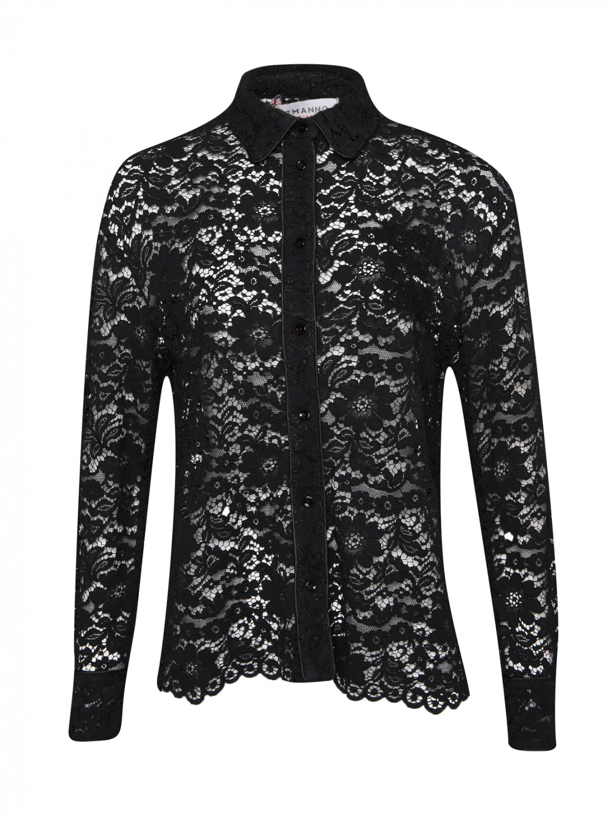 Блуза из кружева Ermanno Firenze  –  Общий вид  – Цвет:  Черный