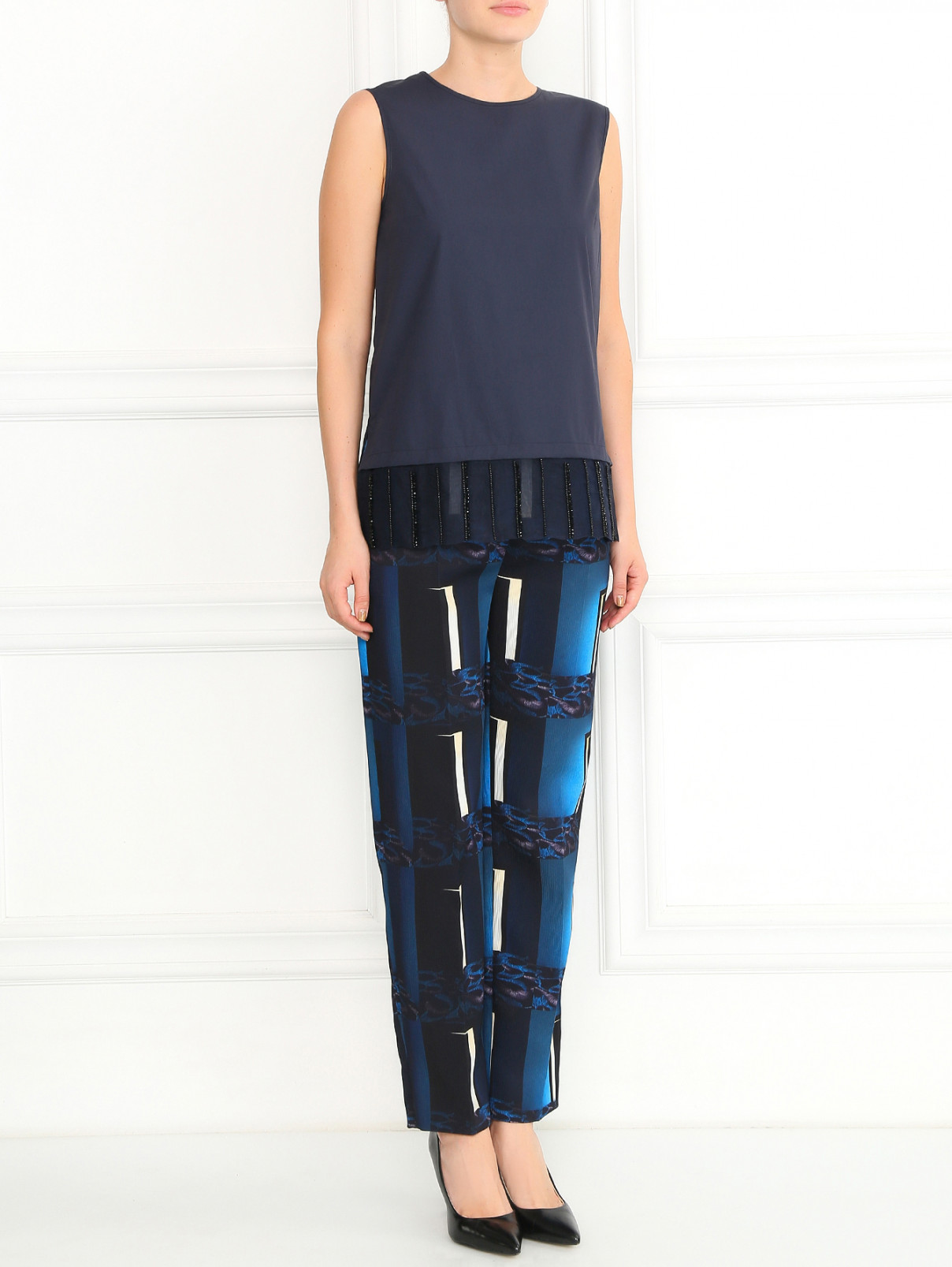 Укороченные узкие брюки с узором Kenzo  –  Модель Общий вид  – Цвет:  Узор