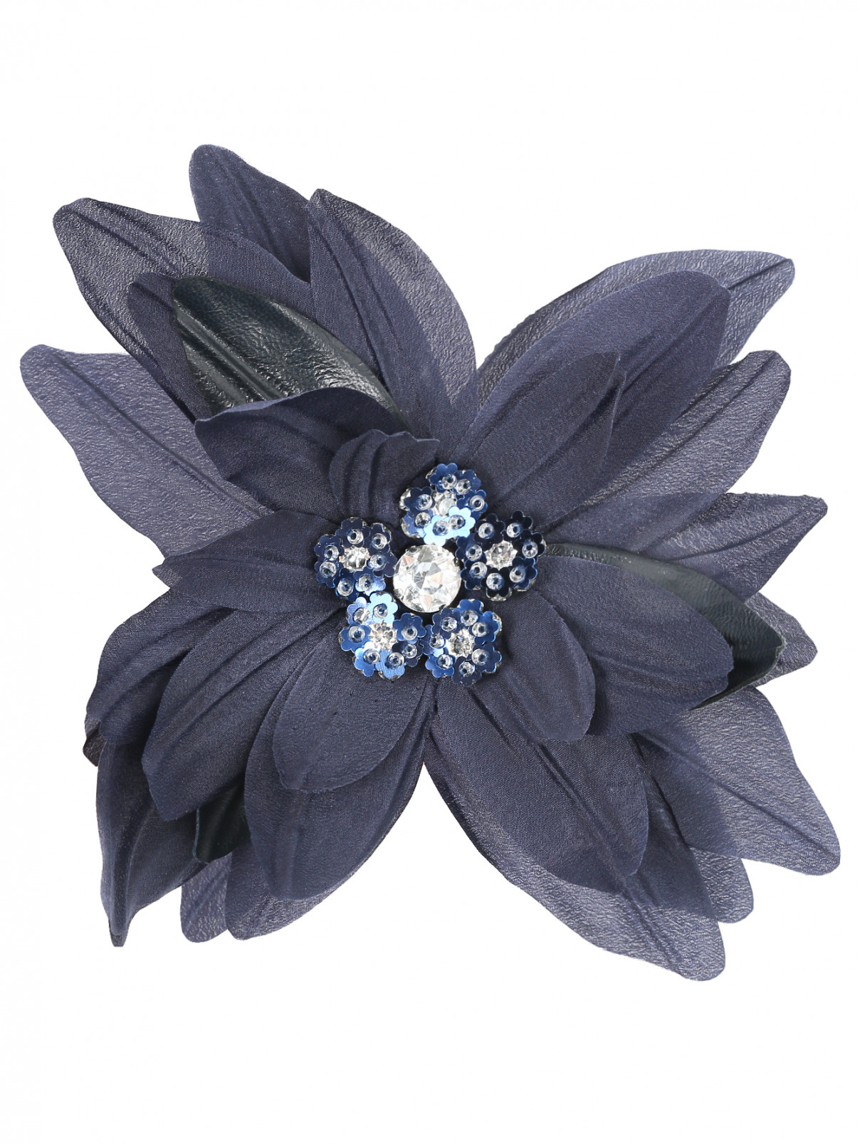 Брошь из текстиля декорированная кристаллами Weekend Max Mara  –  Общий вид  – Цвет:  Синий