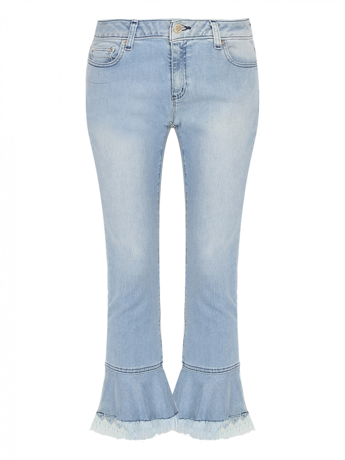 Укороченные джинсы с бахромой Michael by MK  –  Общий вид  – Цвет:  Синий
