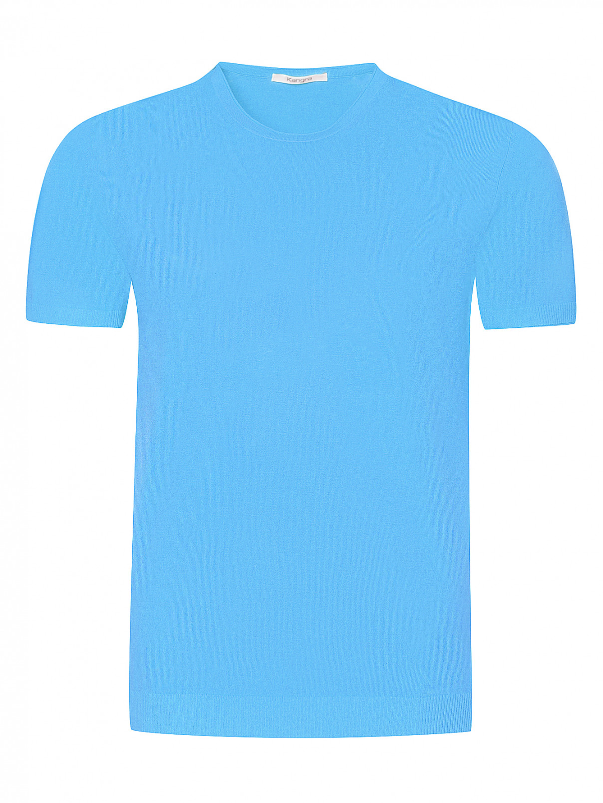 Футболка из хлопка однотонная Kangra Cashmere  –  Общий вид  – Цвет:  Синий