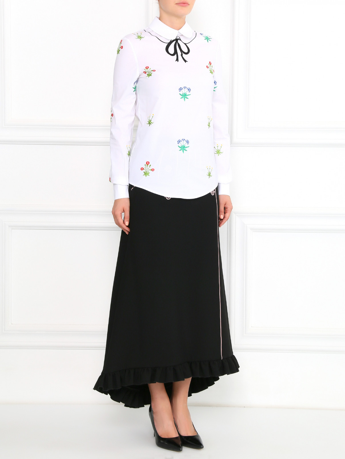 Блуза из хлопка с вышивкой Vivetta  –  Модель Общий вид  – Цвет:  Белый