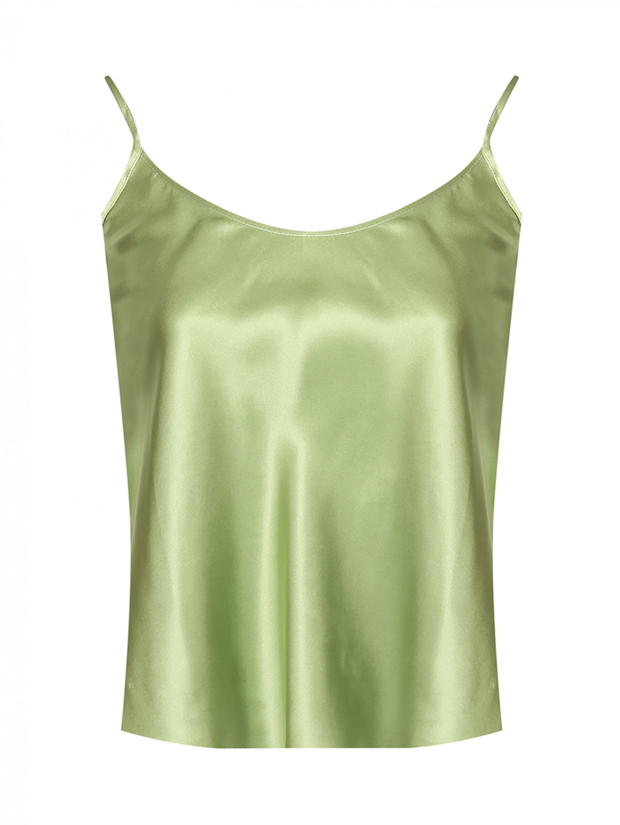 Топ в бельевом стиле на тонких бретелях из шелка Max&Co  –  Общий вид  – Цвет:  Зеленый