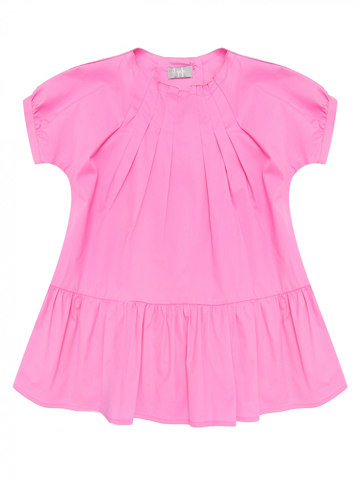 Хлопковое платье со складками Il Gufo  –  Общий вид  – Цвет:  Розовый