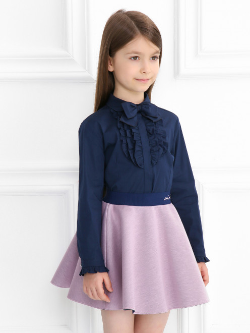 Блуза из хлопка с жабо Aletta Couture - Модель Верх-Низ