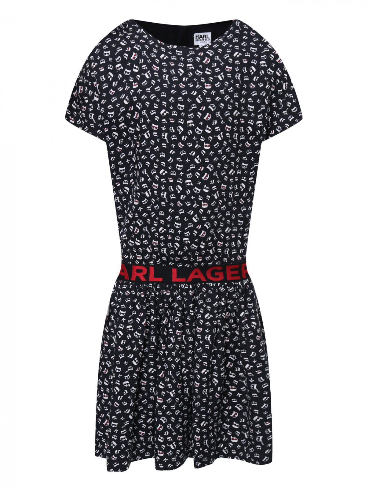 Платье трикотажное с принтом Karl Lagerfeld  –  Общий вид  – Цвет:  Черный