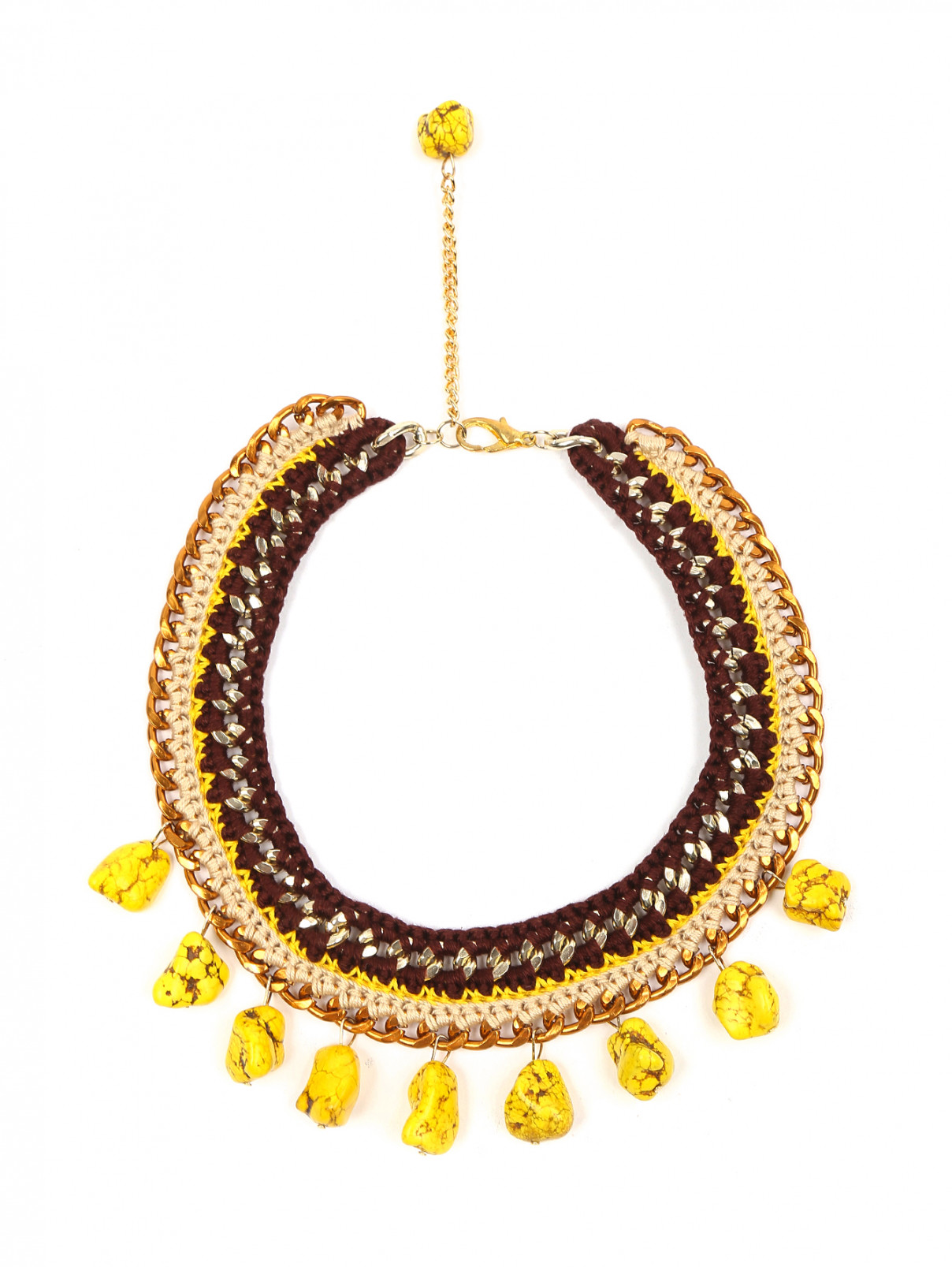 Ожерелье из текстиля с камнями Inga Kazumyan  –  Общий вид  – Цвет:  Мультиколор