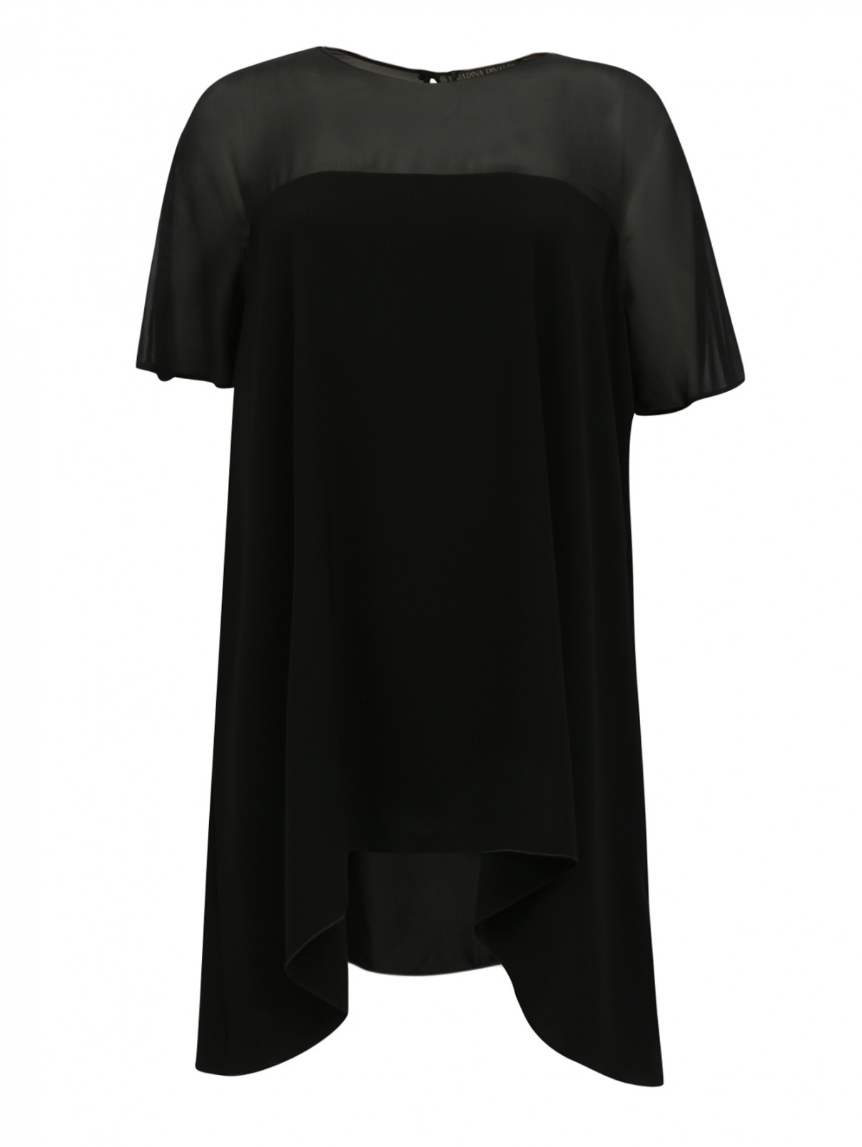 Блуза свободного кроя с коротким рукавом Marina Rinaldi  –  Общий вид  – Цвет:  Черный