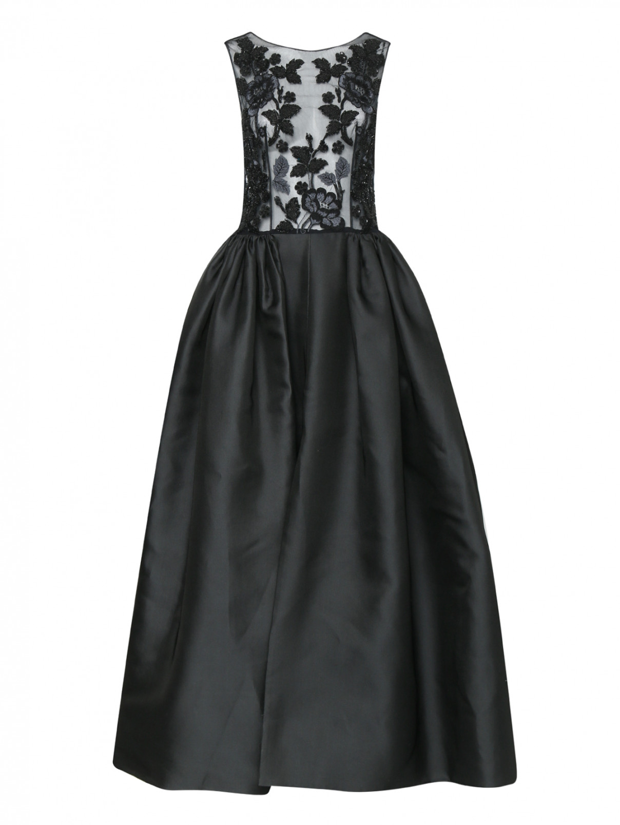 Платье-макси с декоративной вышивкой Zuhair Murad  –  Общий вид  – Цвет:  Черный