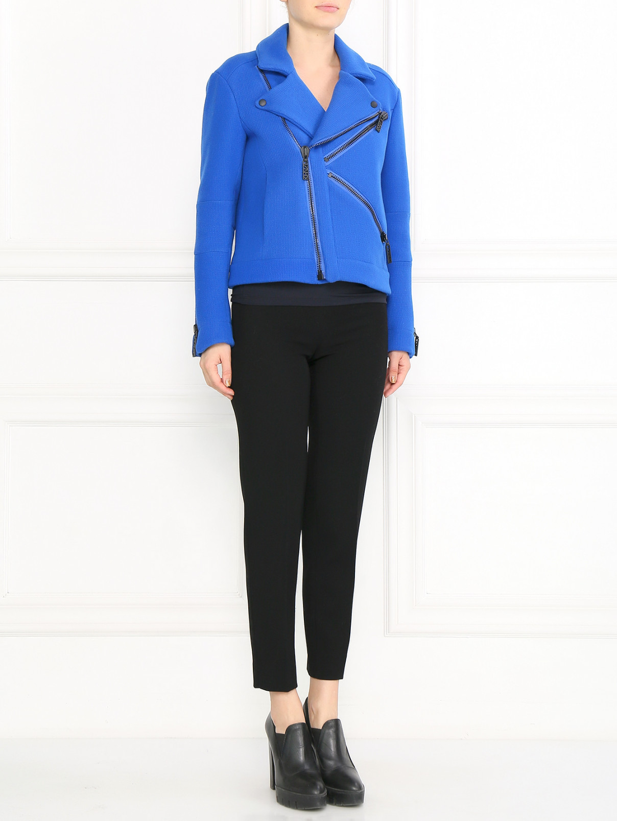 Куртка из шерсти с косой молнией Kenzo  –  Модель Общий вид  – Цвет:  Синий