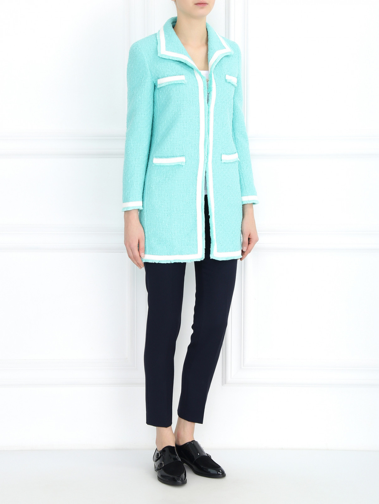 Легкое пальто из хлопка Moschino Boutique  –  Модель Общий вид  – Цвет:  Зеленый