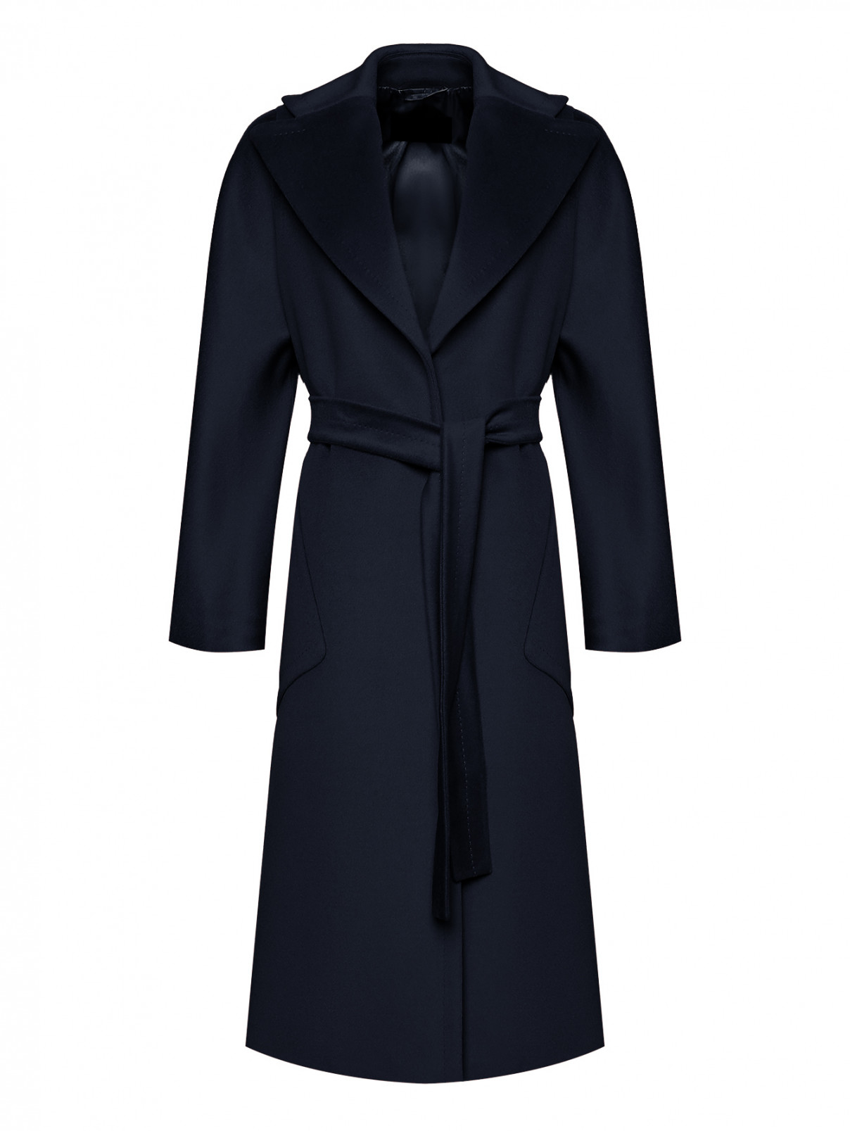 Пальто шерстяное с накладными карманами Marina Rinaldi  –  Общий вид  – Цвет:  Черный