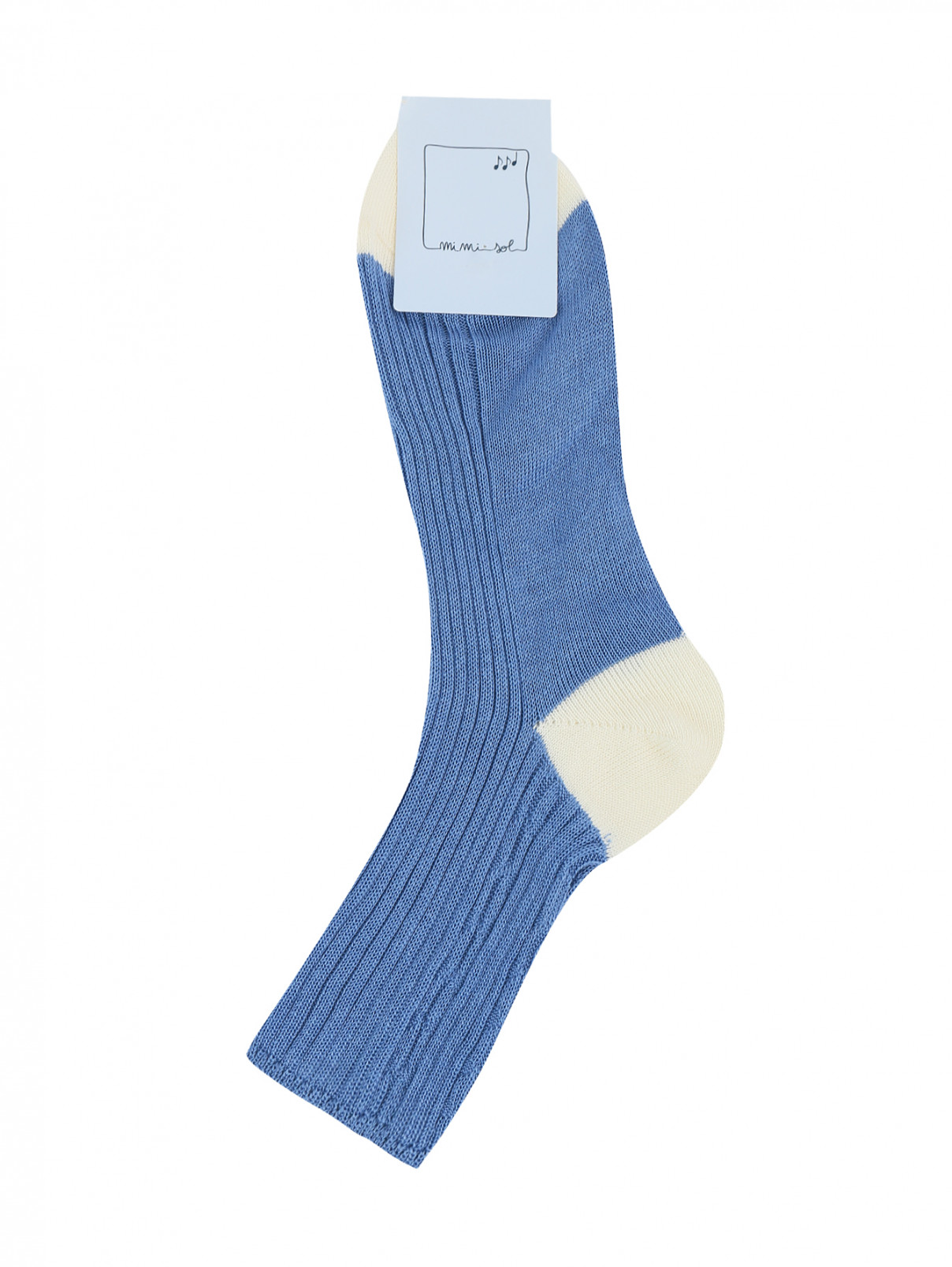Высокие носки из хлопка с контрастными вставками MiMiSol  –  Общий вид  – Цвет:  Синий