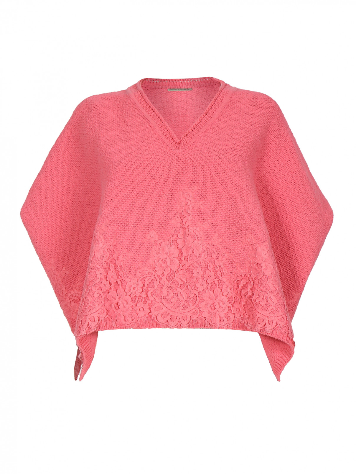 Джемпер-пончо с вышивкой Ermanno Scervino  –  Общий вид  – Цвет:  Розовый