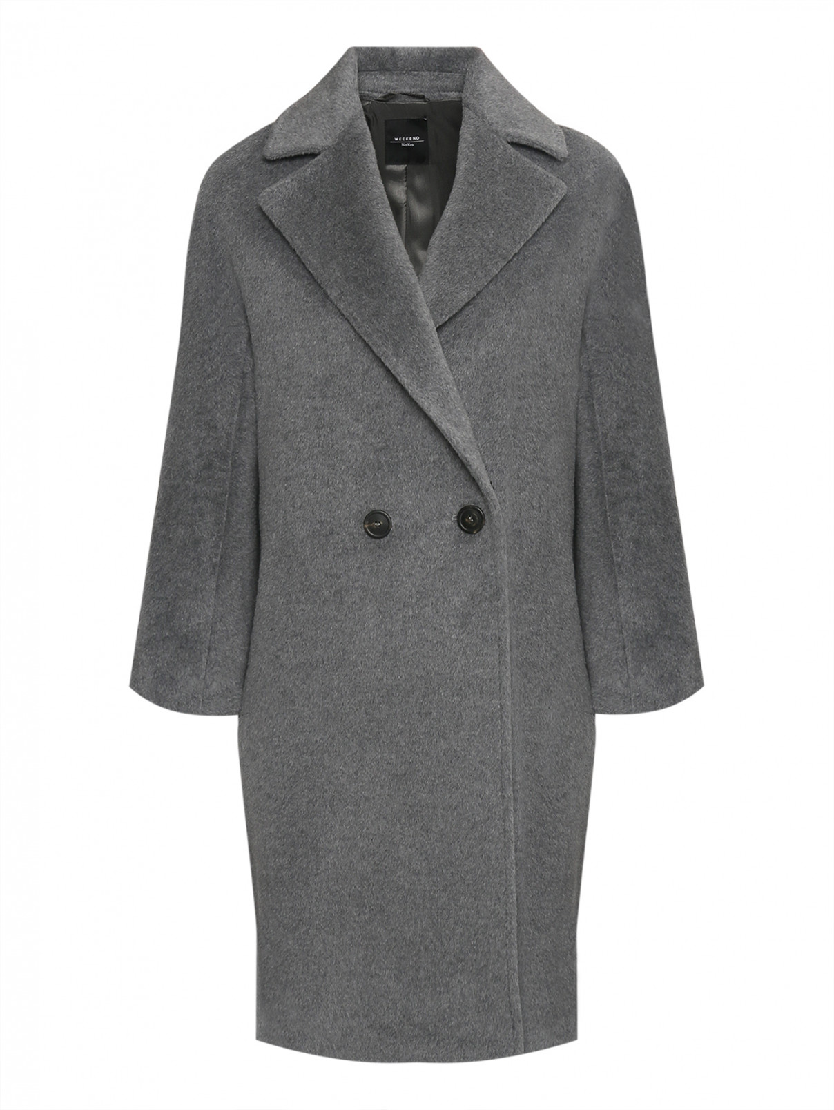 Двубортное пальто из смешанной шерсти Weekend Max Mara  –  Общий вид  – Цвет:  Серый