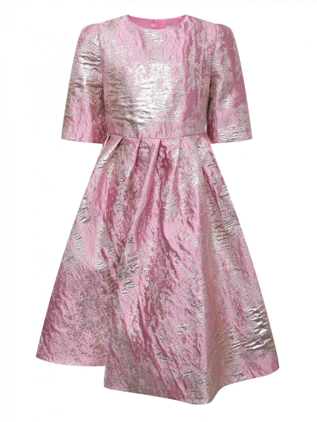 Платье из фактурного жаккарда Dolce & Gabbana  –  Общий вид  – Цвет:  Розовый