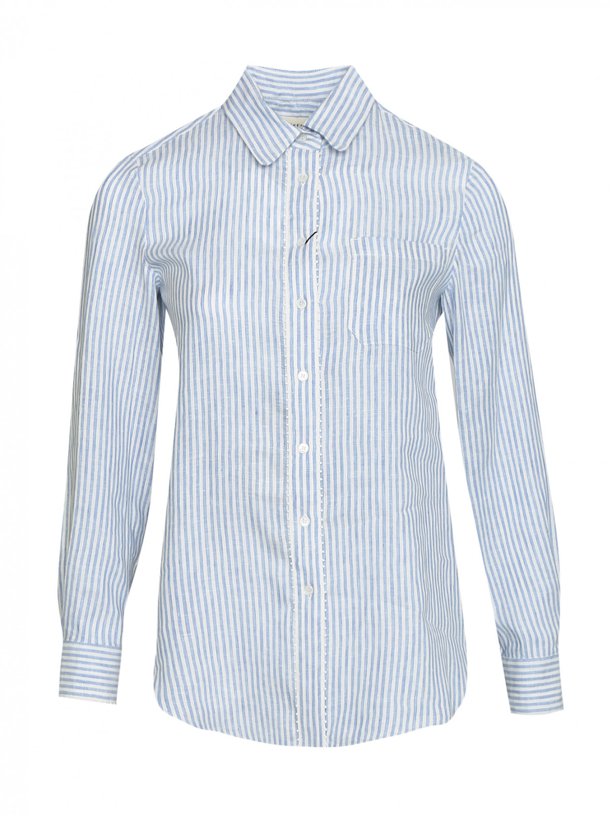 Рубашка из льна в полоску Weekend Max Mara  –  Общий вид  – Цвет:  Синий