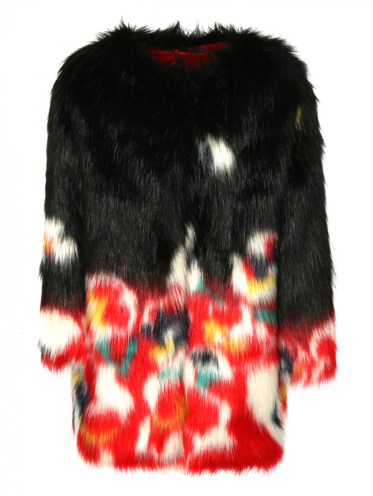 Пальто из искусственного меха Ermanno Scervino Junior  –  Общий вид  – Цвет:  Черный