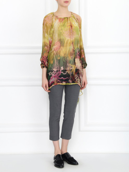 Блуза из шелка с цветочным узором  Jean Paul Gaultier - Модель Общий вид