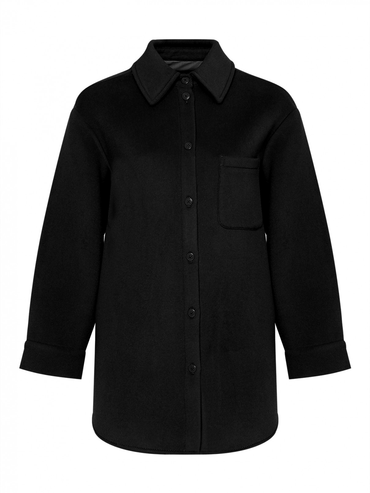 Пальто-рубашка из шерсти Max&Co  –  Общий вид  – Цвет:  Черный