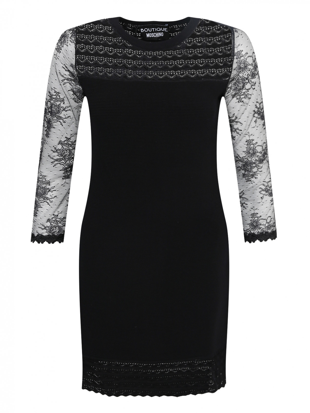 Платье с кружевной отделкой Moschino Boutique  –  Общий вид  – Цвет:  Черный