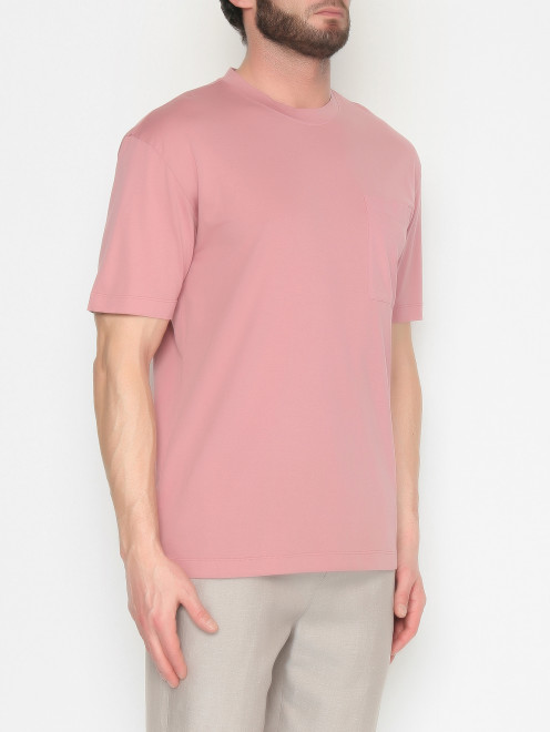 Футболка из хлопка с накладным карманом Piacenza Cashmere - МодельВерхНиз