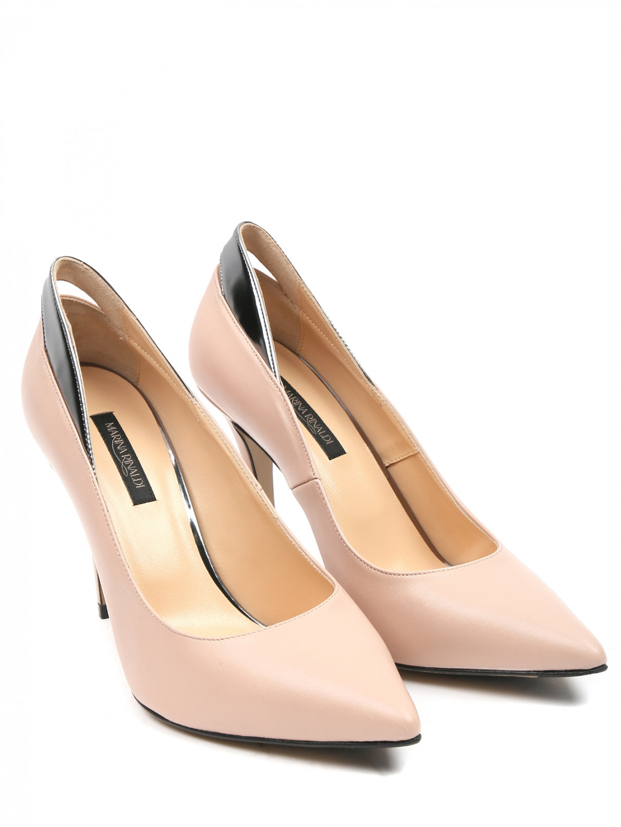 Туфли из гладкой кожи с контрастной отделкой Marina Rinaldi  –  Общий вид  – Цвет:  Розовый