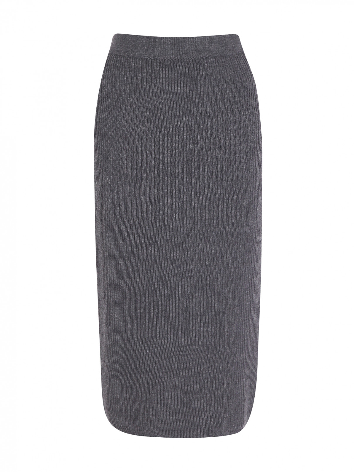 Трикотажная юбка из шерсти на резинке Max Mara  –  Общий вид  – Цвет:  Серый