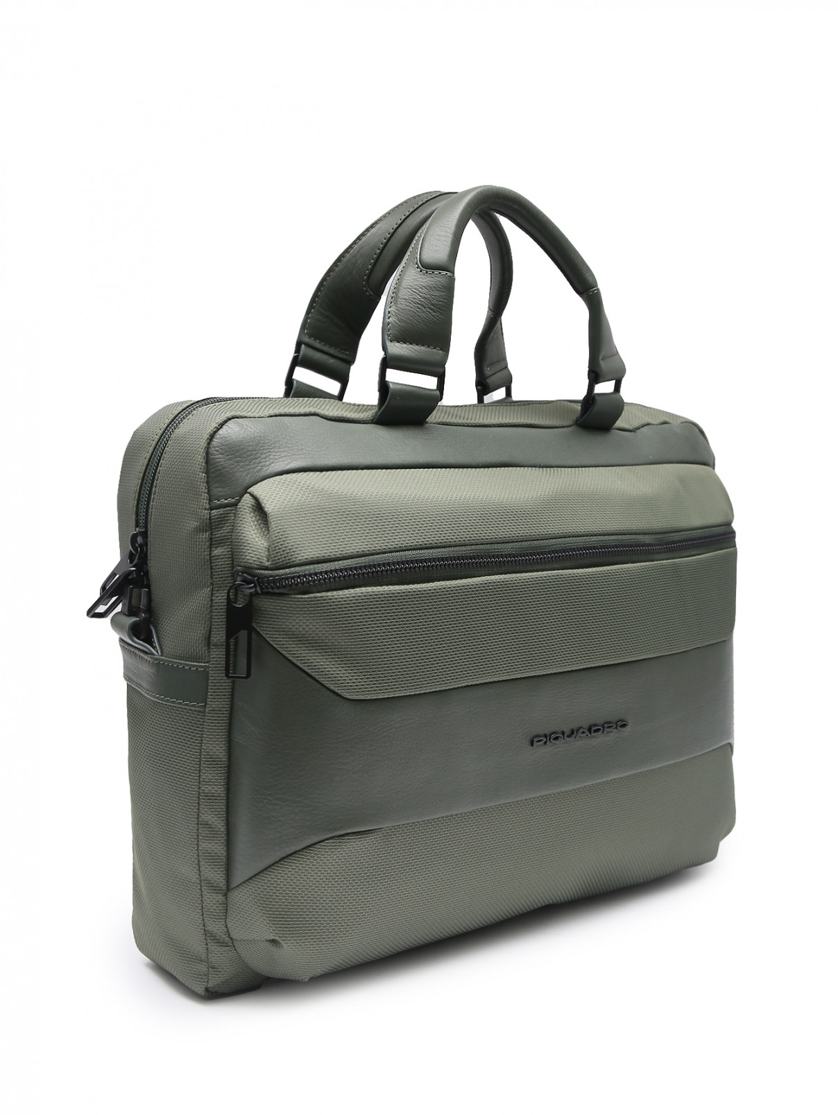 Комбинированная сумка на коротких ручках Piquadro  –  Обтравка1  – Цвет:  Зеленый